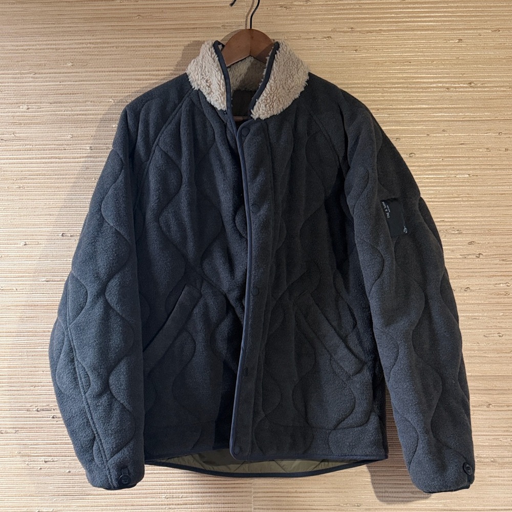 rag & bone Brownish Gray Reversible Puffer Jacket with Cream Collar